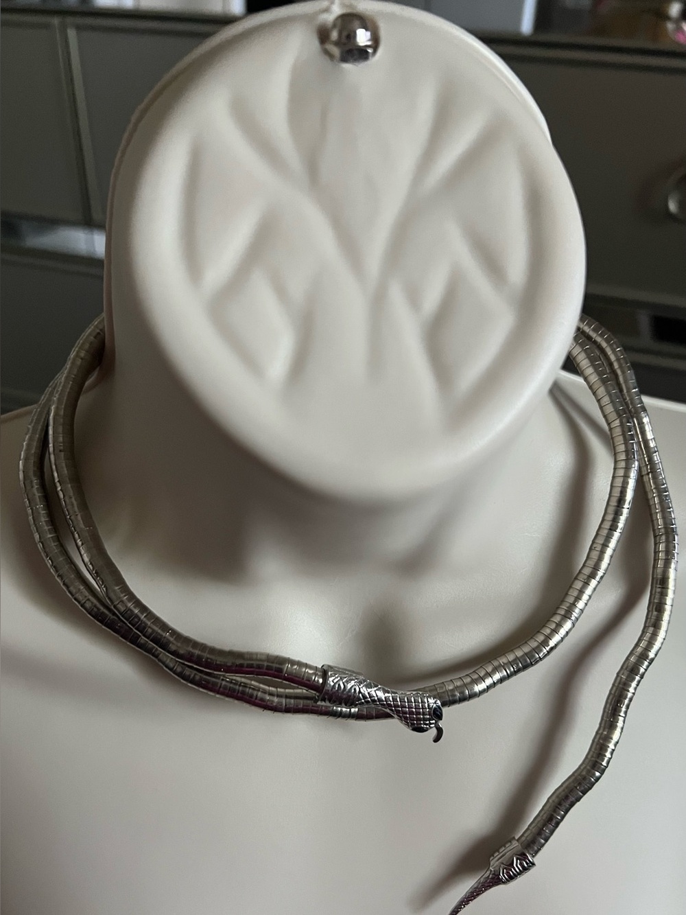 Silver-Tone Snake Chain Collar Necklace